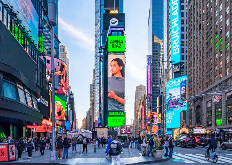 Amna Riaz Lights Up Times Square as Spotify’s EQUAL Pakistan Ambassador for Q4